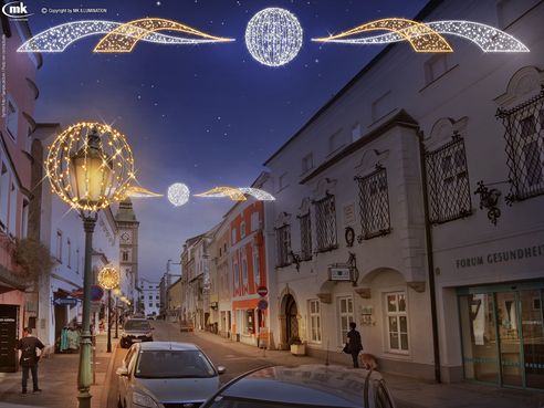 LED Weihnachtsbeleuchtung Stadt Enns